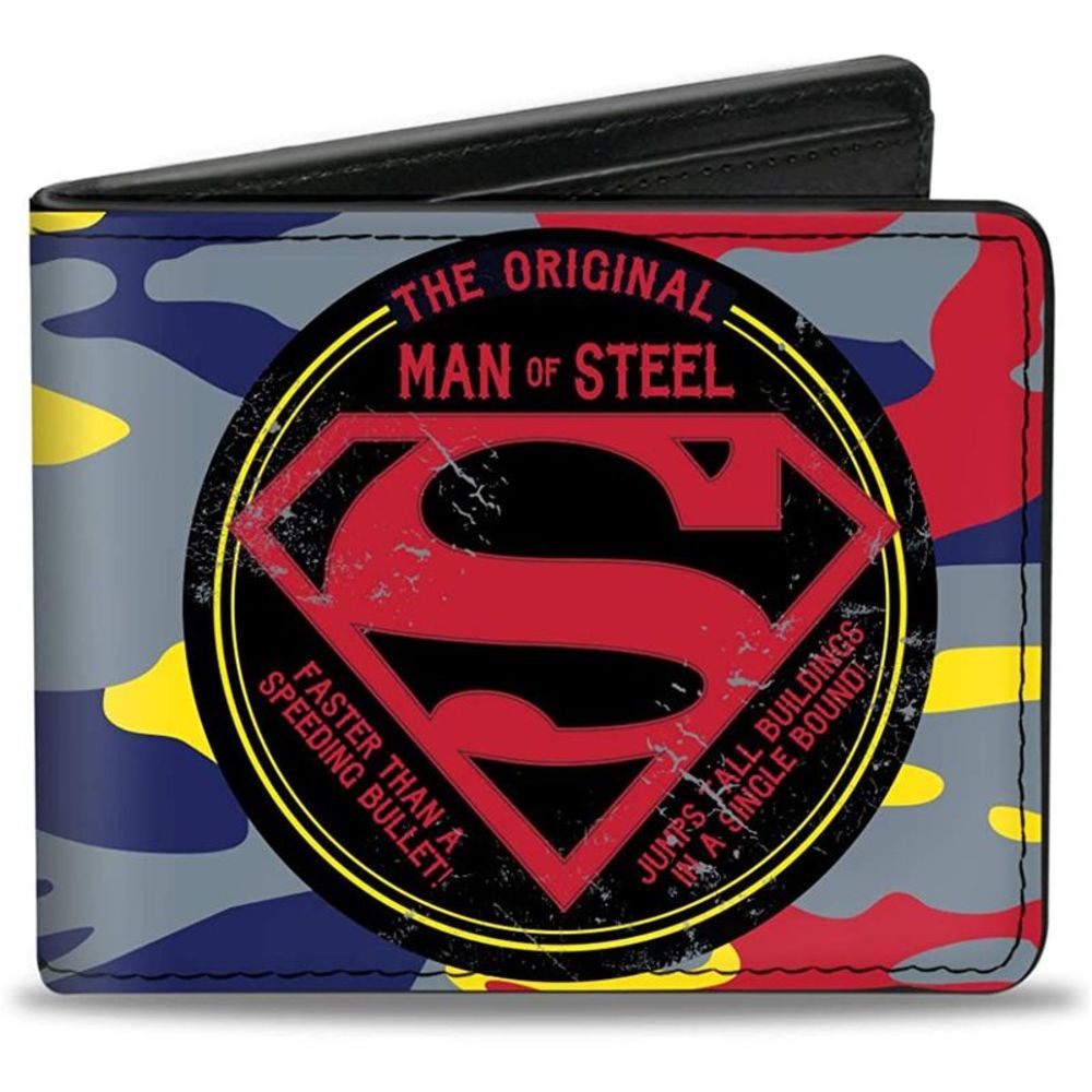 DC Comics Superman The Original Man of Steel Badge Camo Bi-Fold Wallet